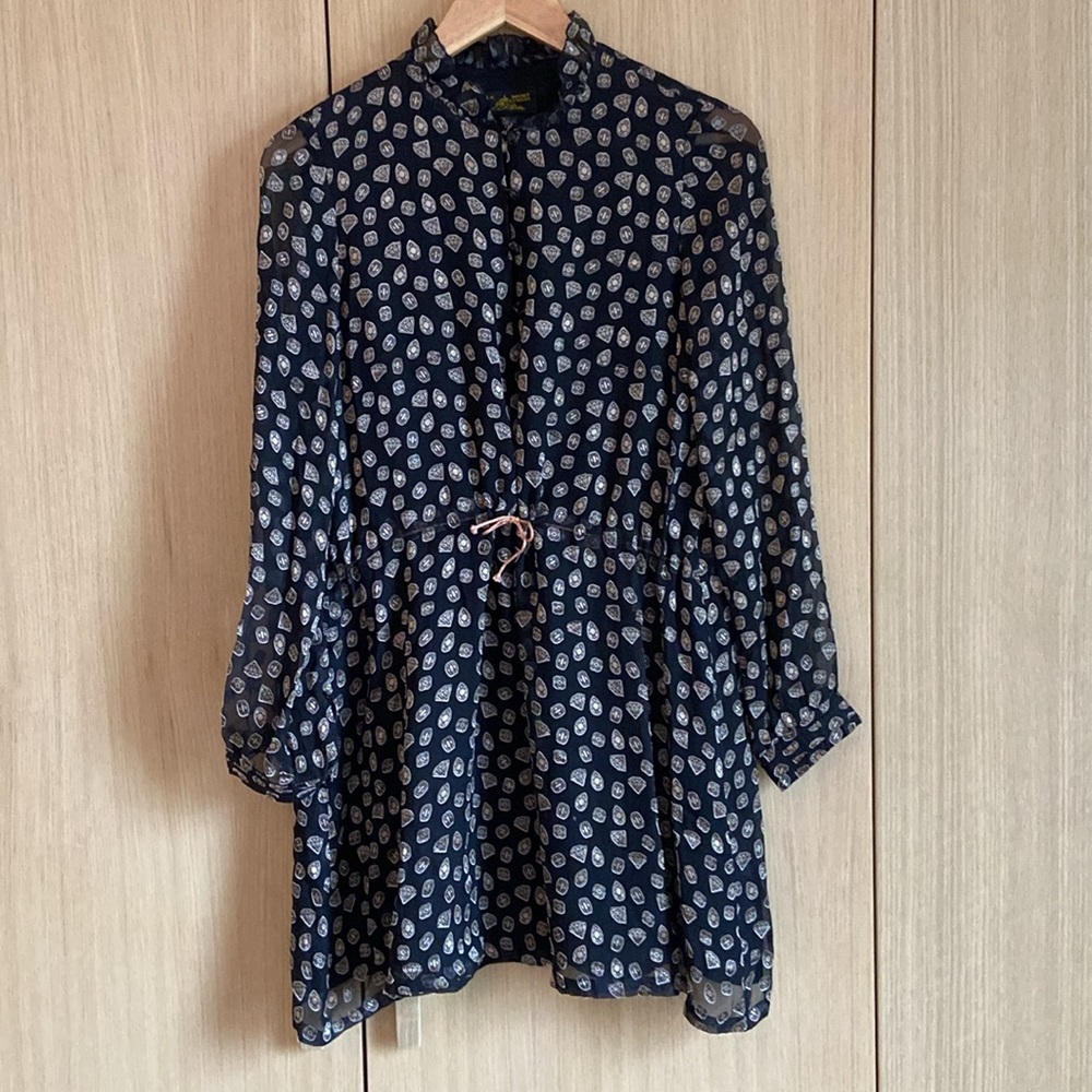 Long sleeve semi-sheer mini dress